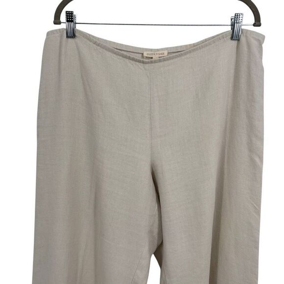 Eileen Fisher Linen Blend Wide Leg Cropped Pants Cream Size Large - Picture 3 of 8